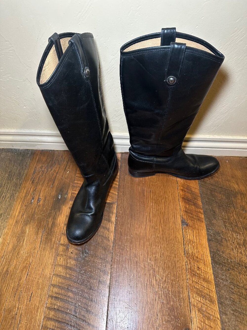 Frye Melissa Button Black Leather Riding Boots - Size 10